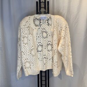 Sarah Spencer Cream Open-Knit Cardigan